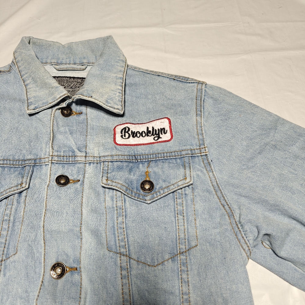 Brooklyn Cloth Denim Jacket Women’s Small Blue Checkered Skater Y2K Grunge - Picture 4 of 14